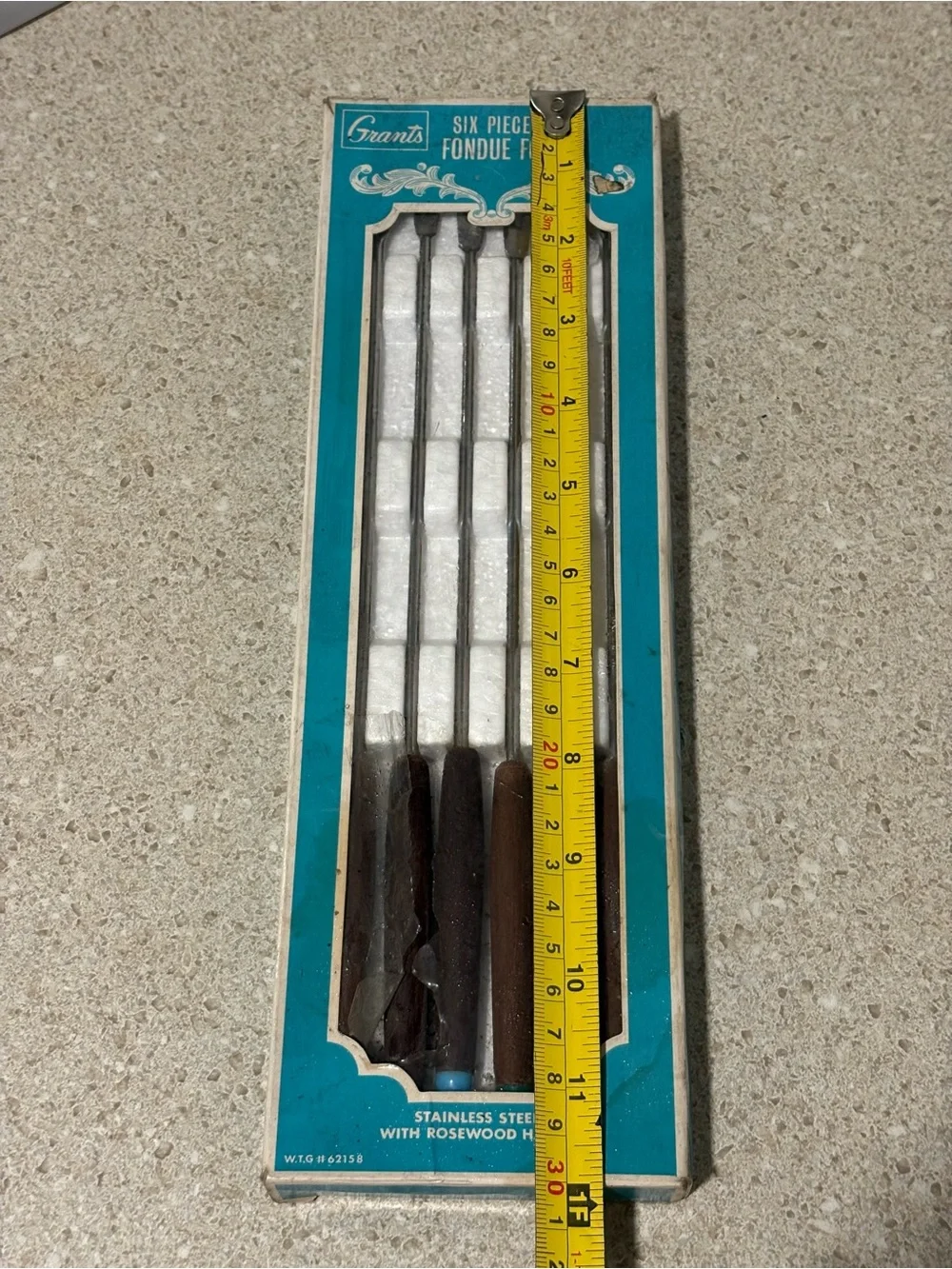 VTG Grants brand six-piece fondue fork set featuring rosewood handles